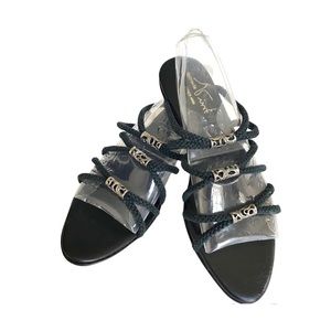 Lucrecia Buenos Aires Black Strappy Flat Sandals Slides Women’s Size 7